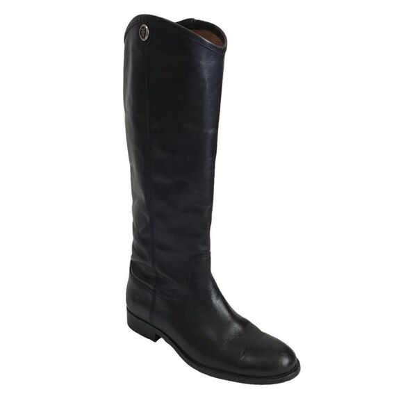 Frye Melissa Button 2 Black Leather Knee High Boots Riding Boots Size 7 - Picture 1 of 16